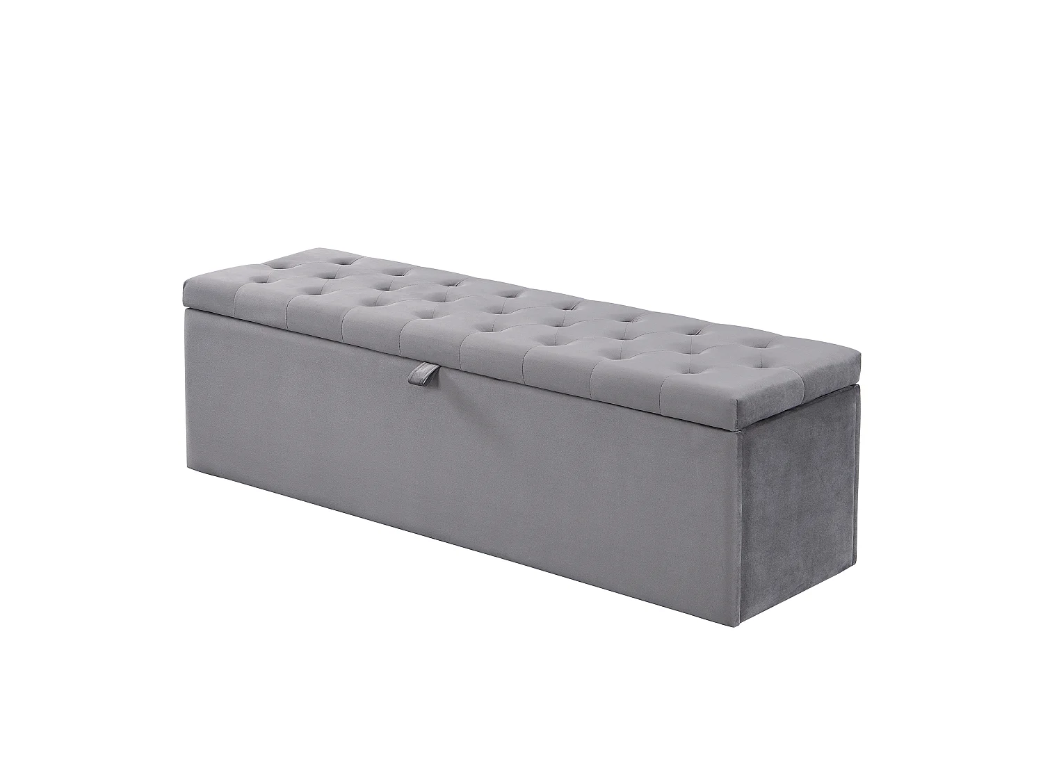 Banc avec rangement, Banc recouvert de velours, Assise rembourrée, Tabouret de lit, Gris 138 x 41 x 42 cm