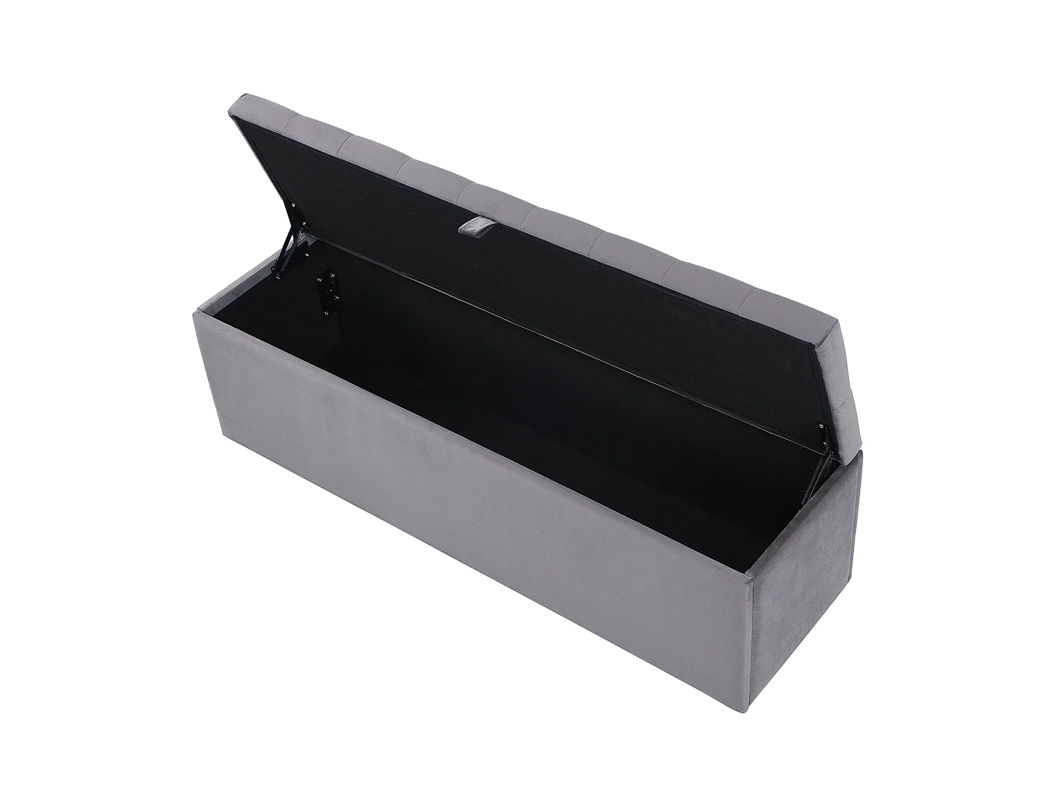 Banc avec rangement, Banc recouvert de velours, Assise rembourrée, Tabouret de lit, Gris 138 x 41 x 42 cm