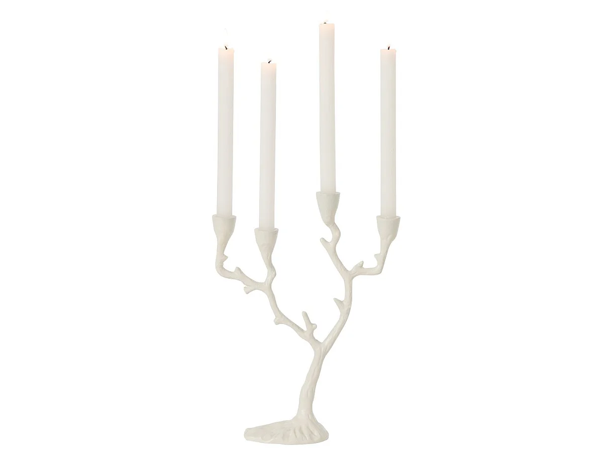 Chandelier Ramures de Cerf "Yasmine" 36cm Blanc Cassé