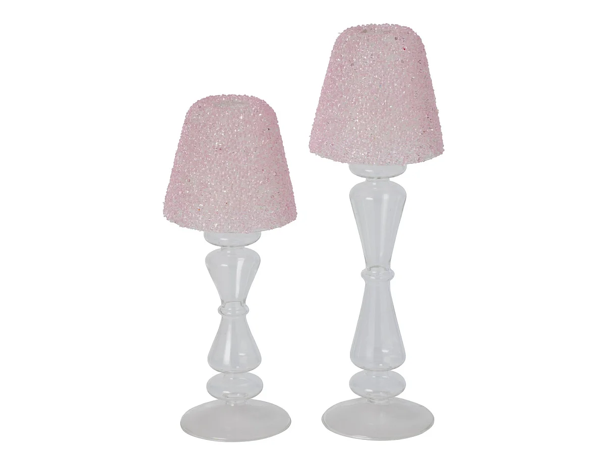 Photophore Lampe en Verre "Silje" 26cm Rose