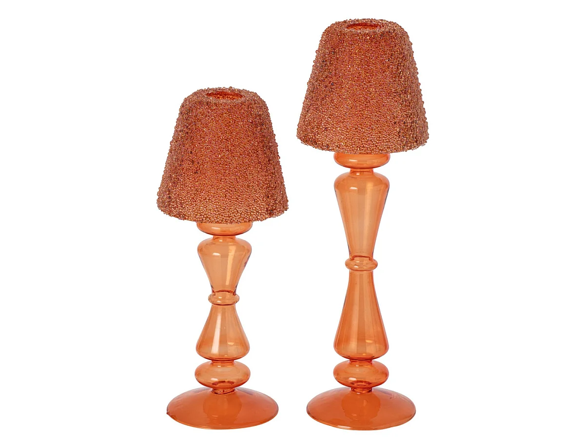 Photophore Lampe en Verre "Silje" 26cm Orange
