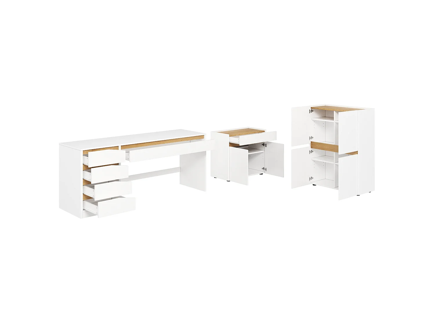 Mobile con ripiani regolabili, 1 cassetto e 2 ante - Truciolato - 80 x 40 x 70 cm - Bianco