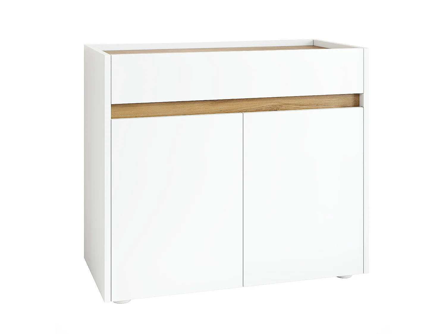 Mobile con ripiani regolabili, 1 cassetto e 2 ante - Truciolato - 80 x 40 x 70 cm - Bianco