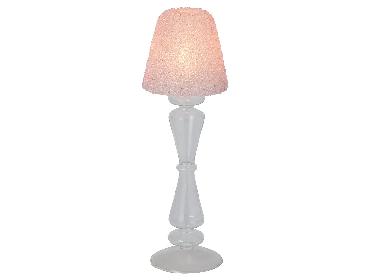 Photophore Lampe en Verre "Silje" 31cm Rose