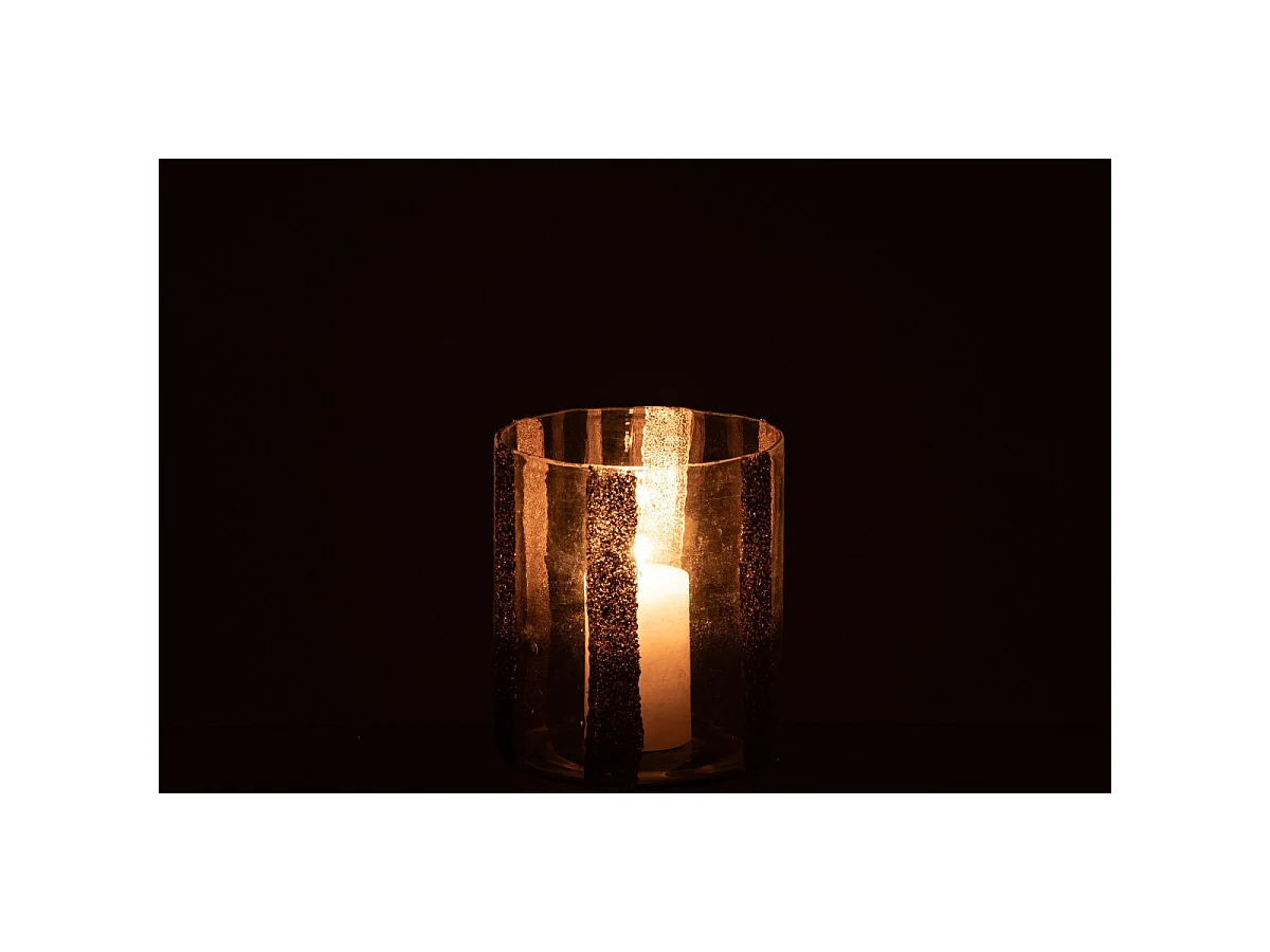 Photophore Cylindrique en Verre "Torben" 15cm Doré