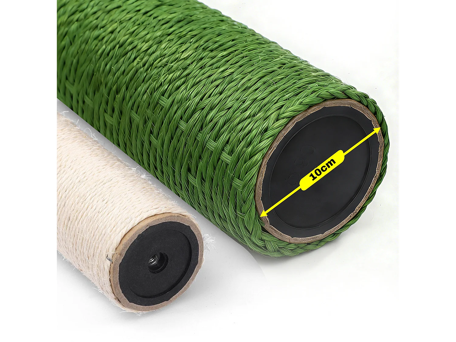 Arbre à chat avec poteaux en sisal épais, système anti-basculement et griffoir - D 46 x H 90 cm - Tube en carton + MDF + corde en jute - Vert