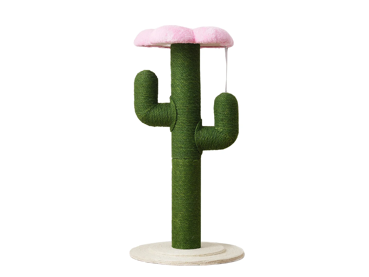 Arbre à chat avec poteaux en sisal épais, système anti-basculement et griffoir - D 46 x H 90 cm - Tube en carton + MDF + corde en jute - Vert