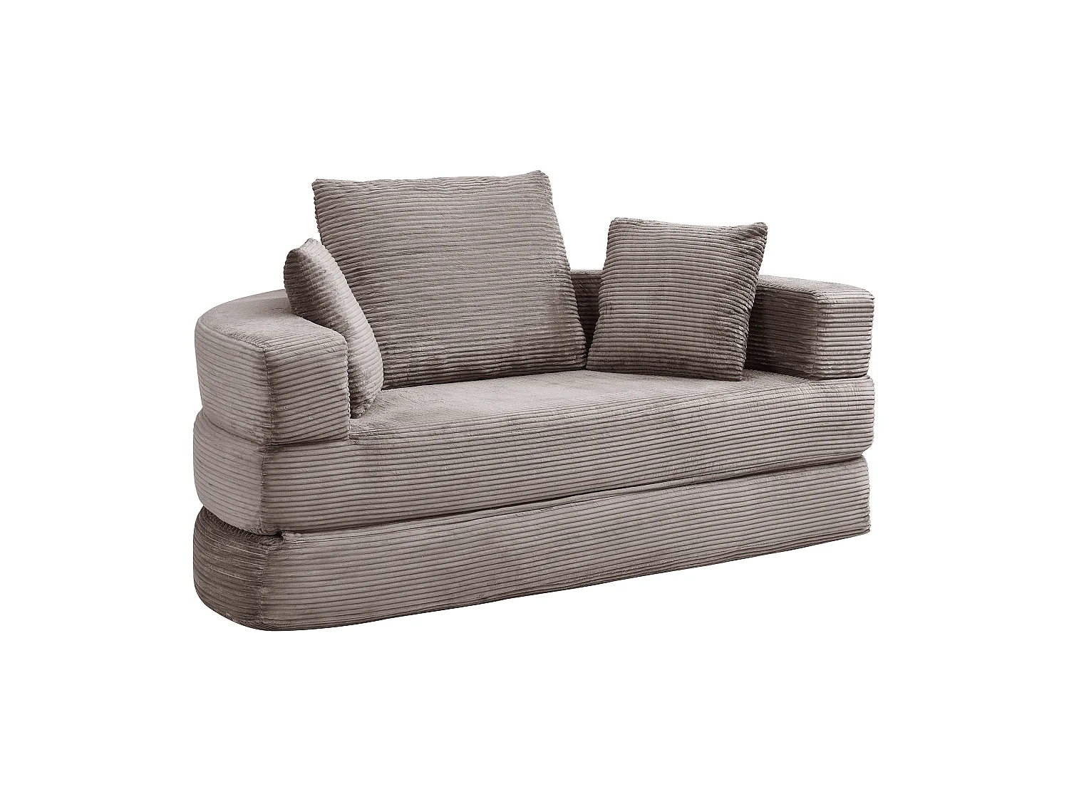 Sofá modular de 2 lugares com almofadas - 173 x 176 x 60 cm - Estofamento em veludo cotelê - para sala de estar, quarto - Marrom