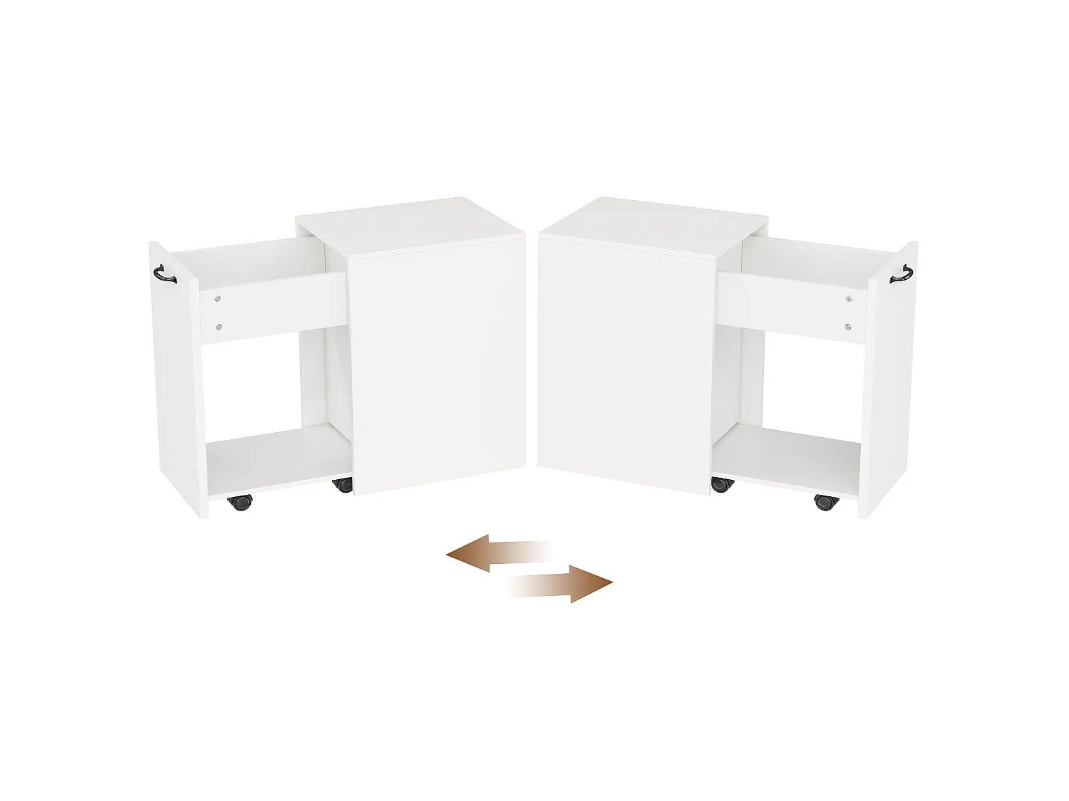 Caisson roulant avec 1 tiroir, compartiment ouvert et 4 roulettes dont 2 avec freins - 35 x 40 x 70 cm - Blanc