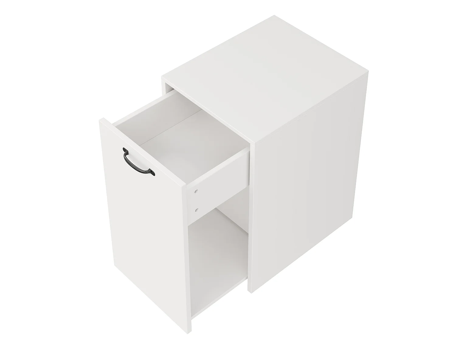 Caisson roulant avec 1 tiroir, compartiment ouvert et 4 roulettes dont 2 avec freins - 35 x 40 x 70 cm - Blanc