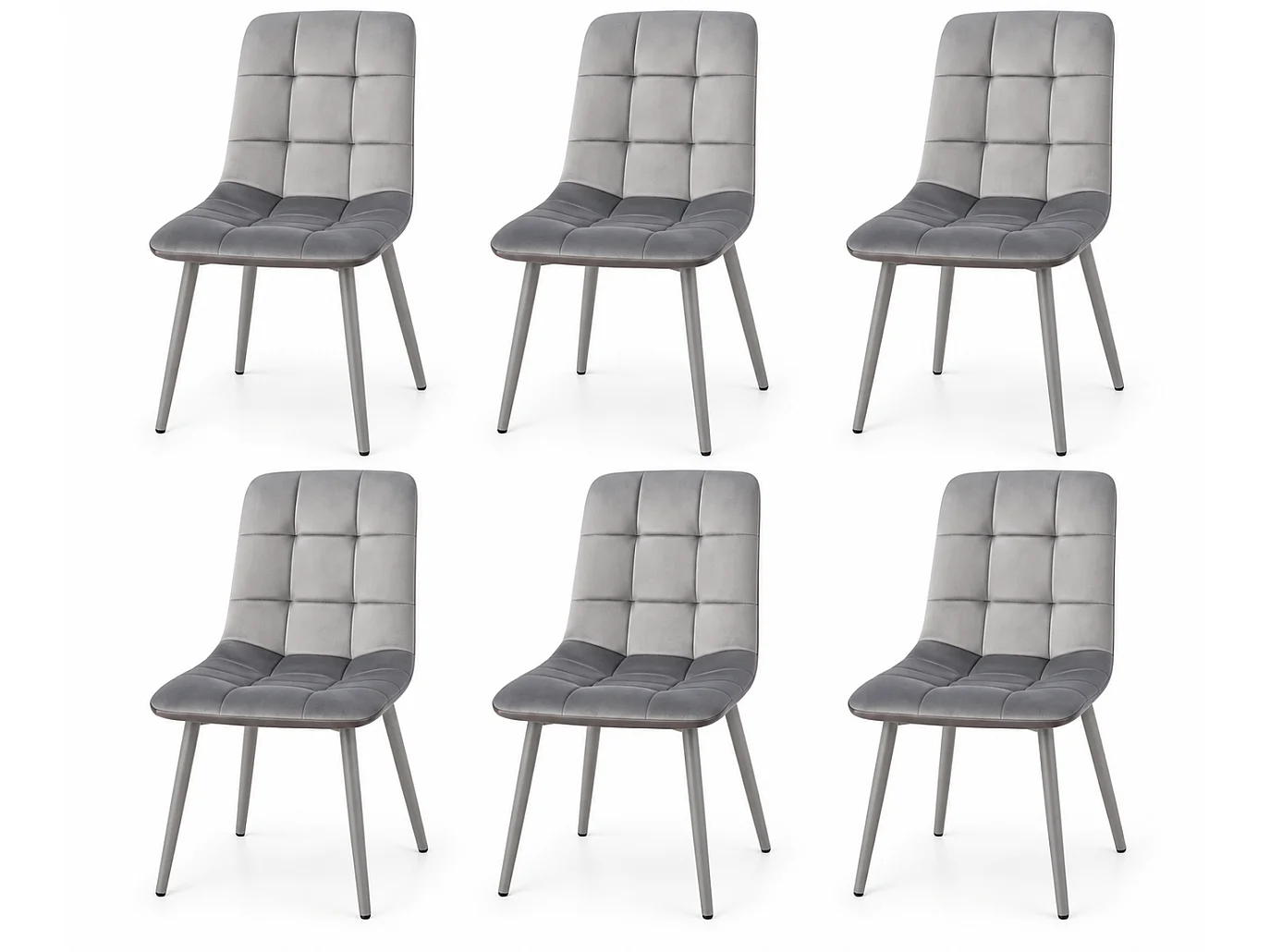 Oira Homes Grey Velvet Dining Chairs Set of 6 Modern Tufted Kitchen Dining Chairs Dining Room Furniture
