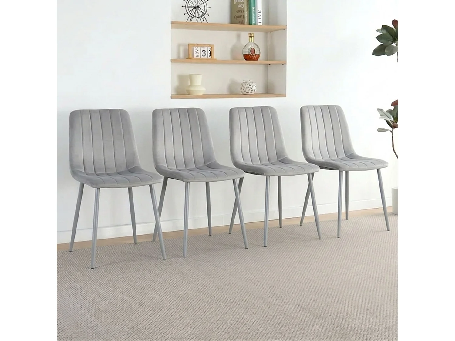 Oira Homes Grey Velvet Dining Chairs Set of 6 Modern Grey Chairs Set 6 Dining Room Furniture