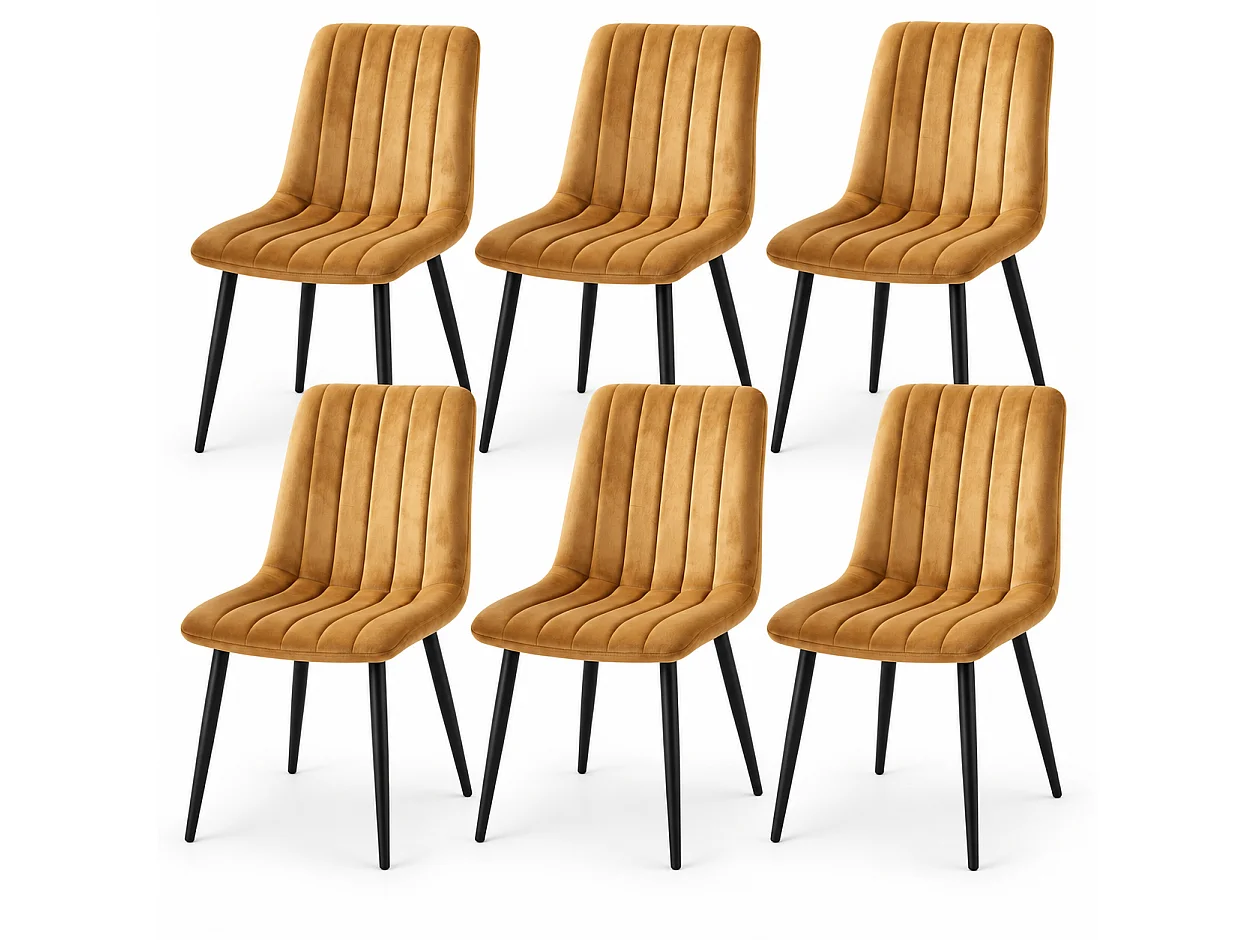 Brown Velvet Dining Chairs Set of 6 Upholstered Kitchen Chairs Dining Room Furniture