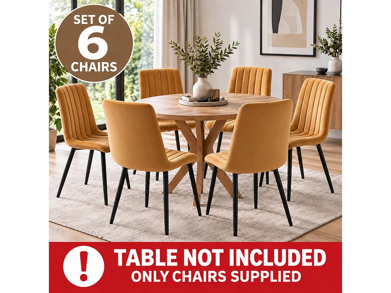 Brown Velvet Dining Chairs Set of 6 Upholstered Kitchen Chairs Dining Room Furniture