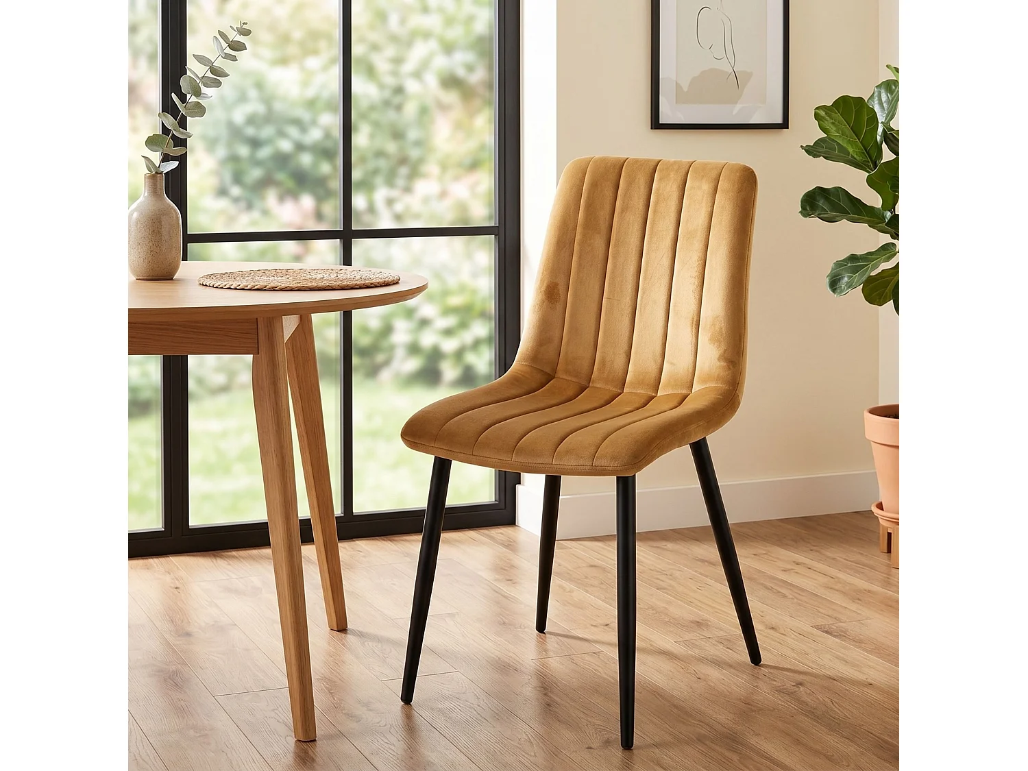 Brown Velvet Dining Chairs Set of 2 Upholstered Kitchen and Dining Room Chairs Padded Seats