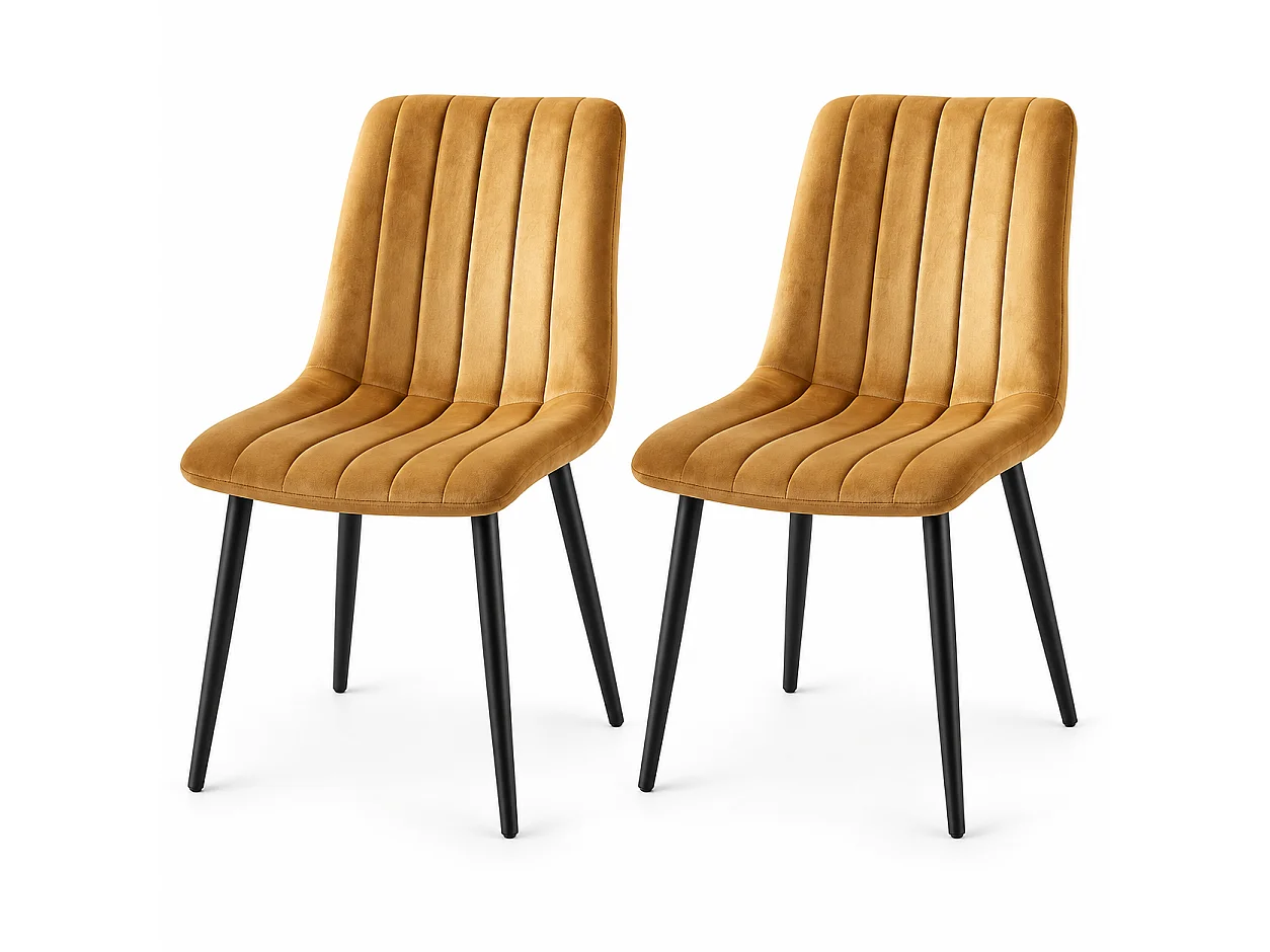 Brown Velvet Dining Chairs Set of 2 Upholstered Kitchen and Dining Room Chairs Padded Seats