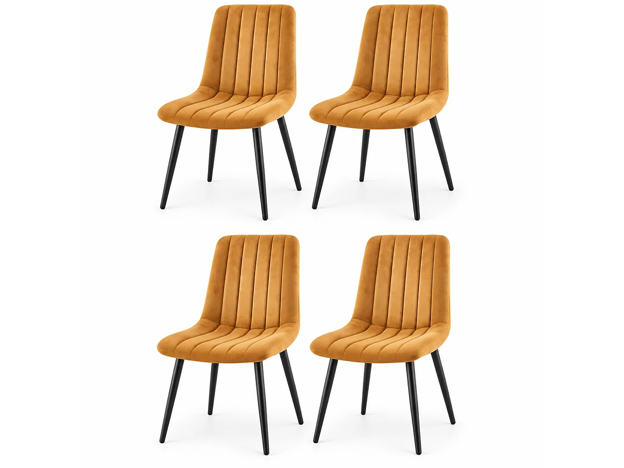 Velvet Dining Chairs Set of 4 Brown Upholstered Kitchen Chairs Dining Room Furniture