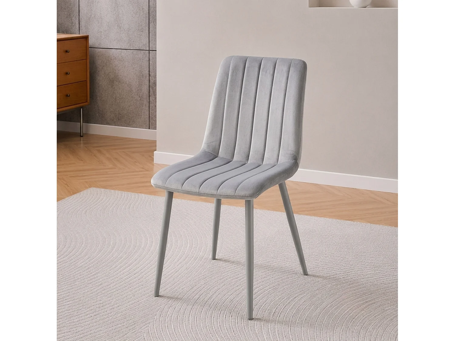 Oira Homes Grey Velvet Dining Chairs Set of 2 Modern Grey Chairs Set Dining Room Furniture