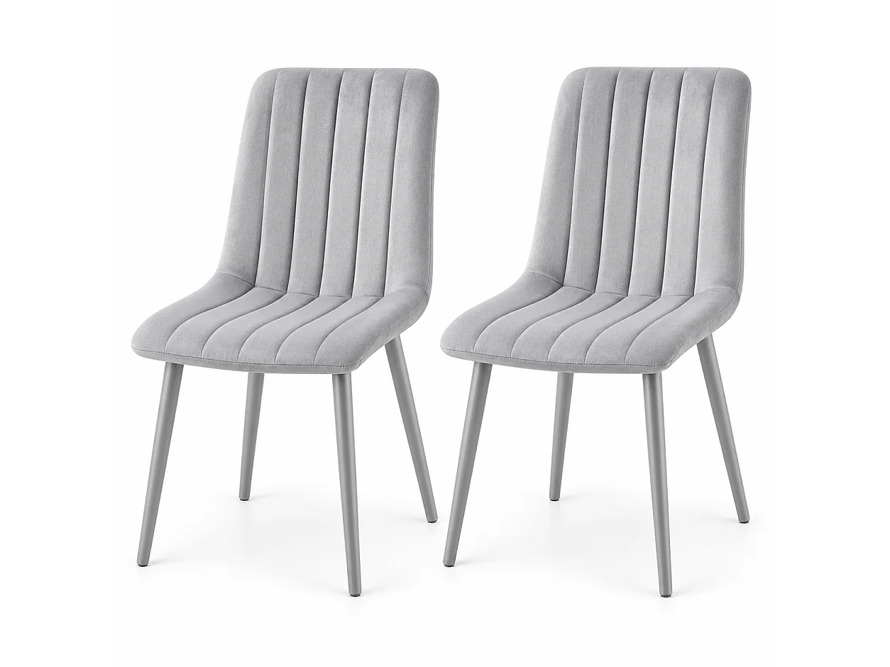 Oira Homes Grey Velvet Dining Chairs Set of 2 Modern Grey Chairs Set Dining Room Furniture