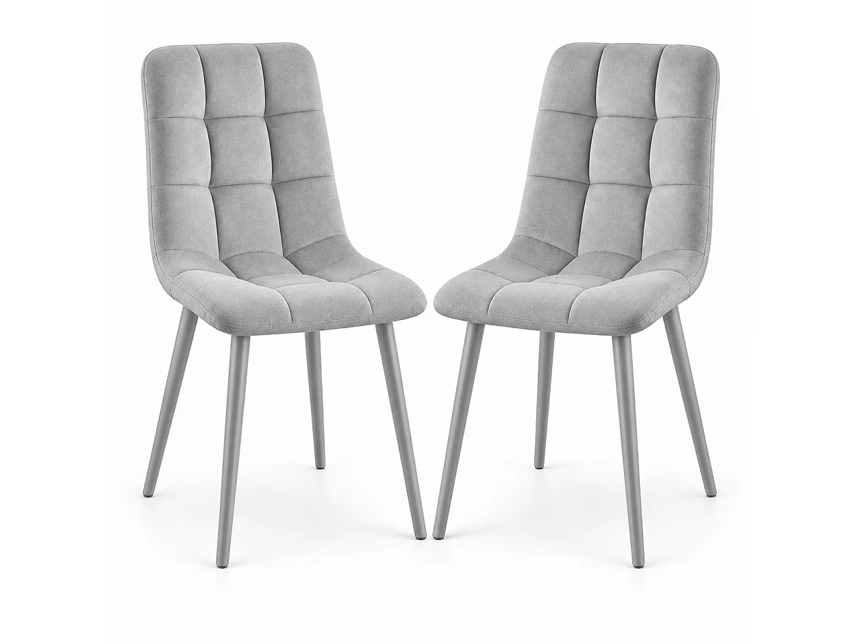 Oira Homes Grey Velvet Dining Chairs Set of 2 Modern Tufted Kitchen Dining Chairs Dining Room Furniture