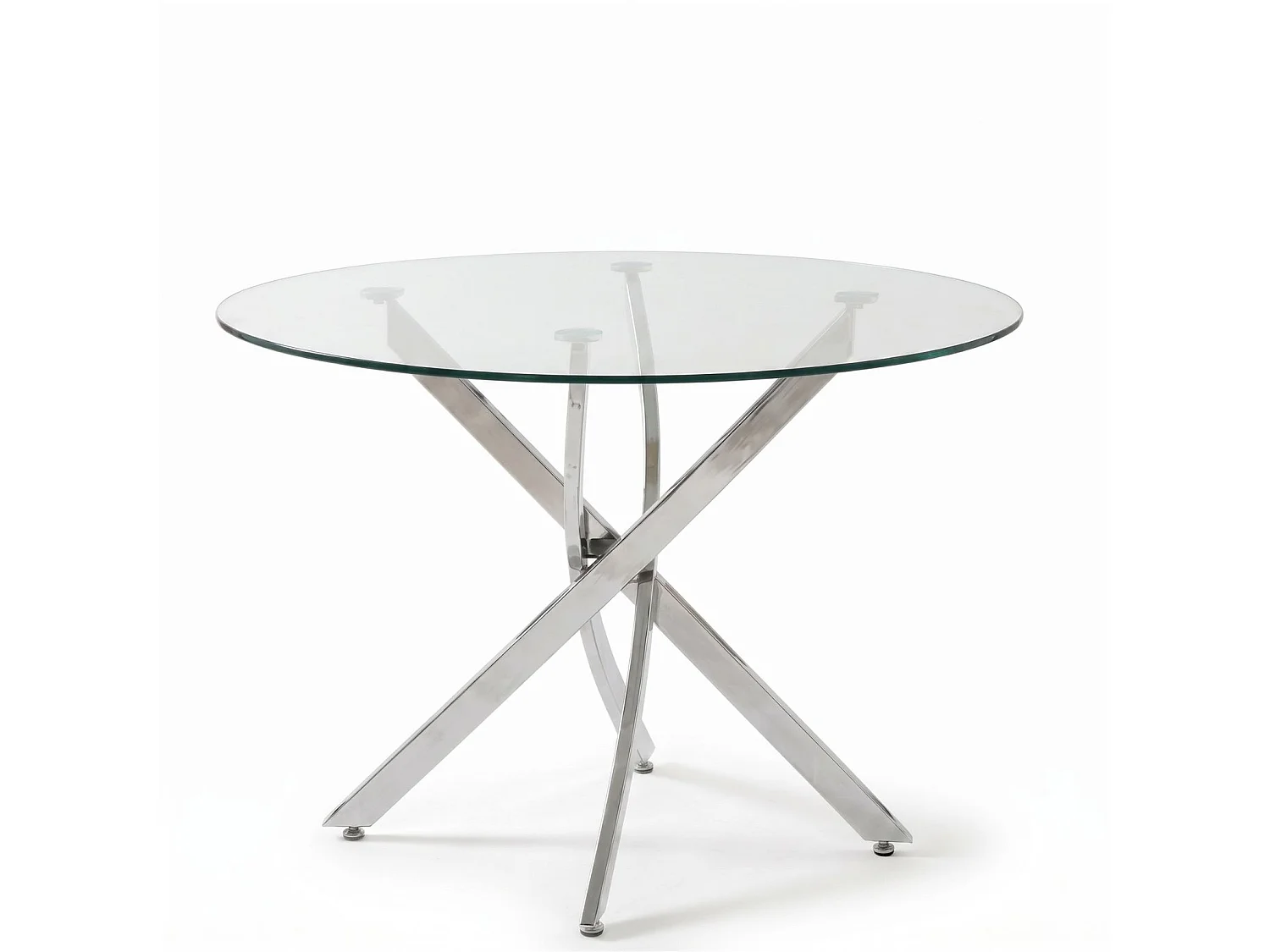 Oira Homes Modern Round Glass Dining Table Kitchen Dining Table with Chrome Effect Metal Legs