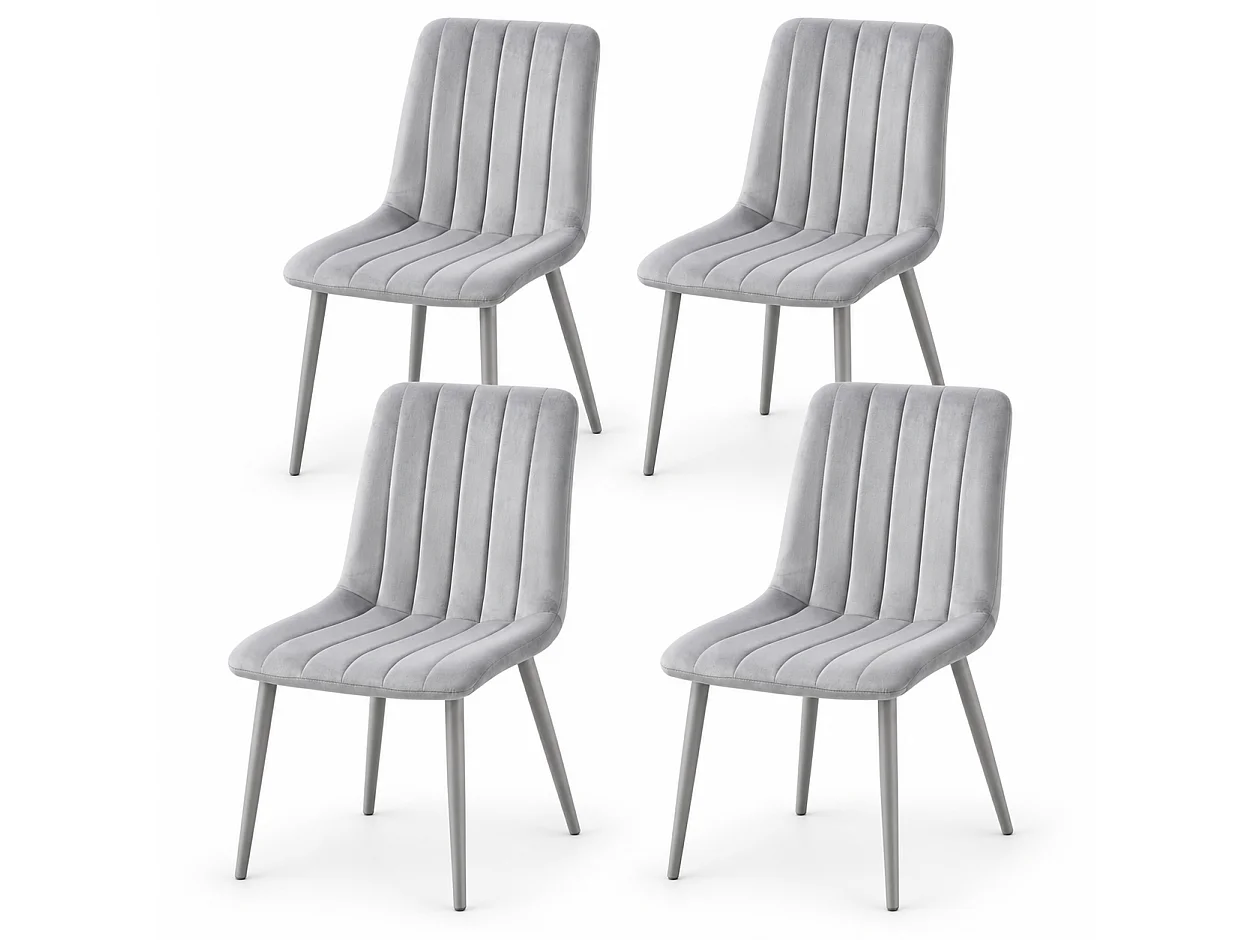 Oira Homes Grey Velvet Dining Chairs Set of 4 Modern Grey Chairs Set Dining Room Furniture