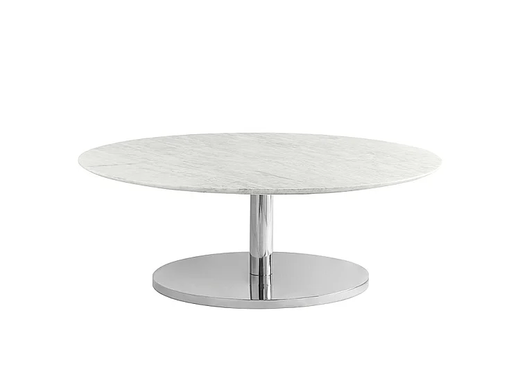 Parker Silver Coffee Table, 100 cm Round Marble Top, Mirror-Polished Aluminium Base