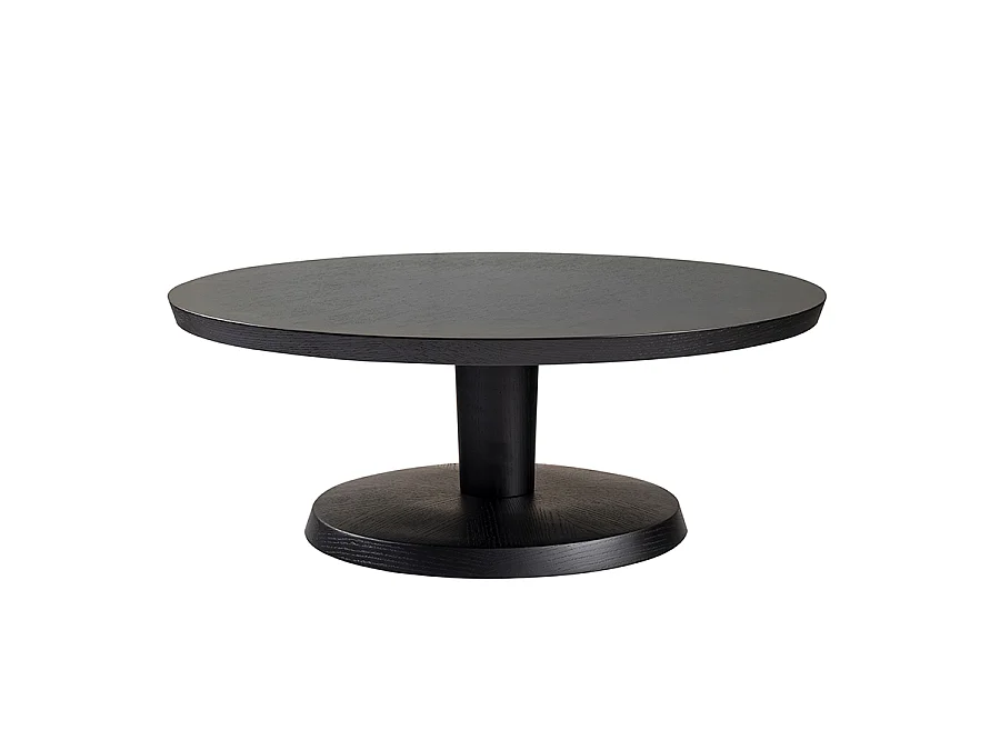 Sia Black Coffee Table - Solid Oak and Oak Veneer, 100x100x38 cm