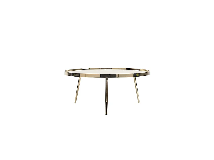 Panatella Brass Coffee Table - 80x80x34 cm, Toughened Mirror Top, Brass Electro-Plated Steel Frame