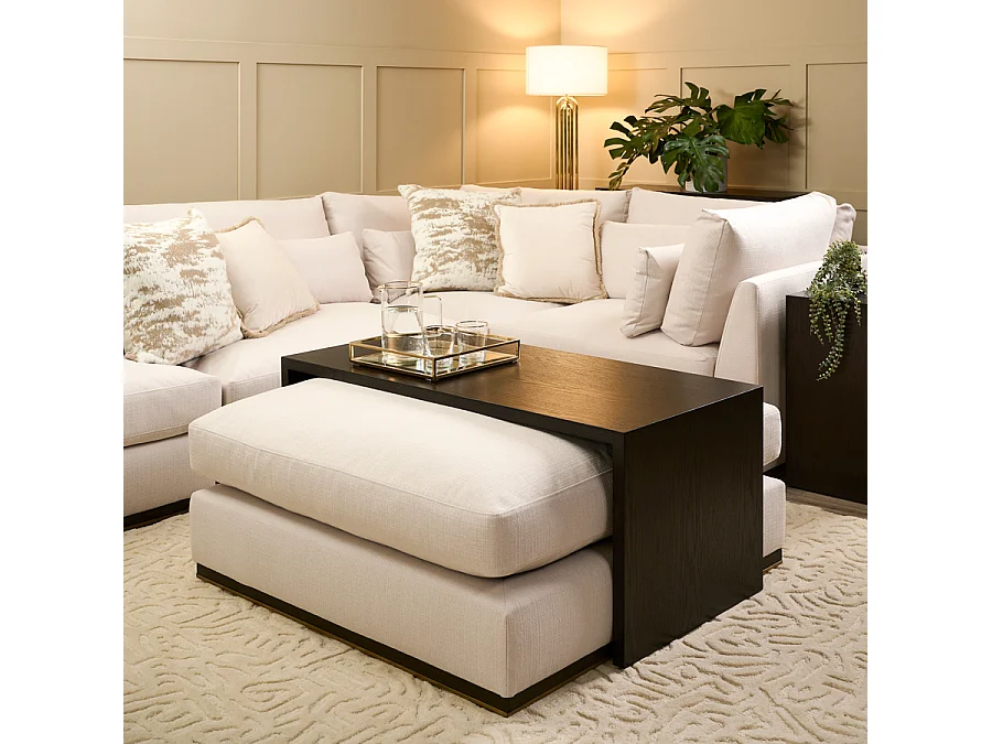 Burbank Coffee Table - Oak Veneer, Dark Brown Finish, 116 x 55 x 50 cm
