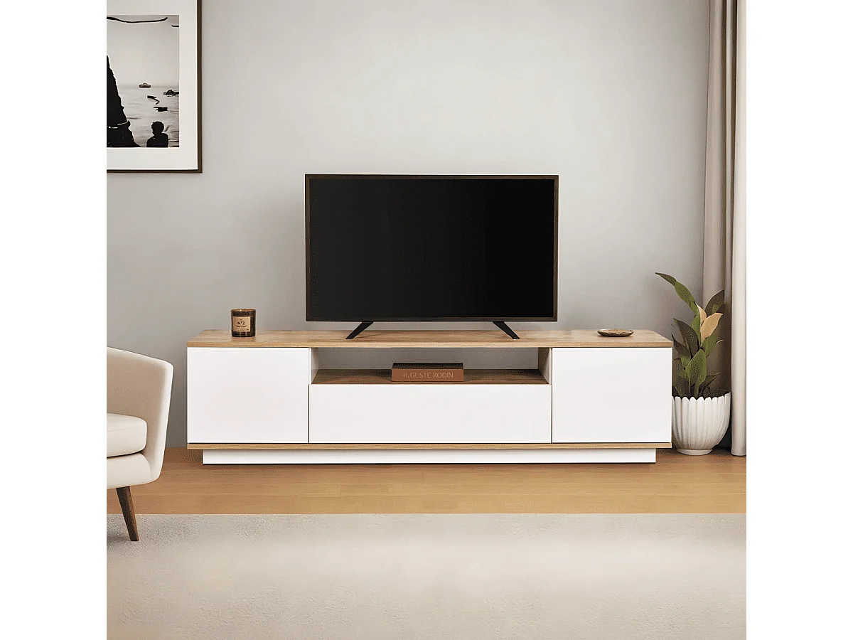 TV-meubel met 3 opklapbare deuren en 1 niche L180 cm - VERAMONT