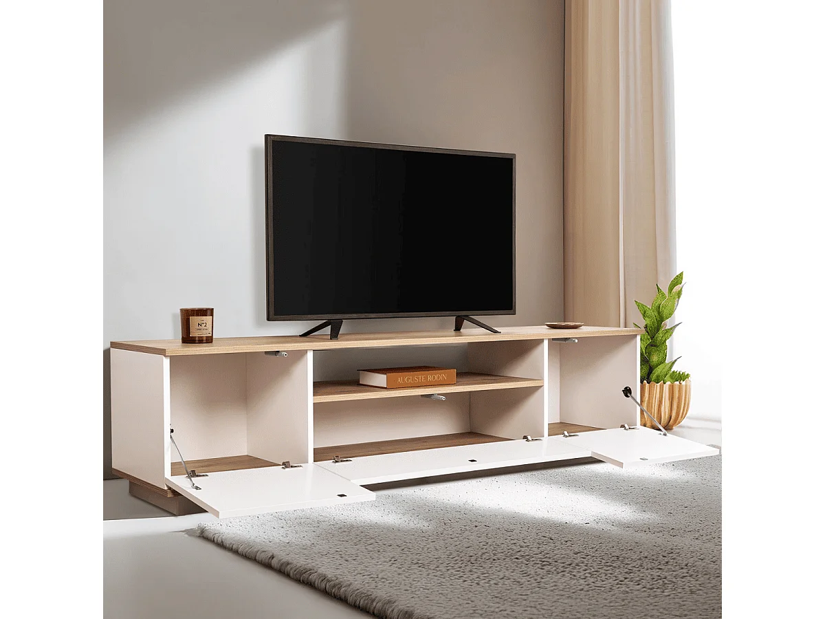TV-meubel met 3 opklapbare deuren en 1 niche L180 cm - VERAMONT