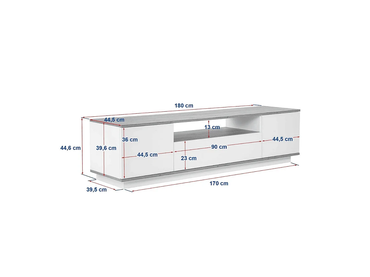 TV-meubel met 3 opklapbare deuren en 1 niche L180 cm - VERAMONT