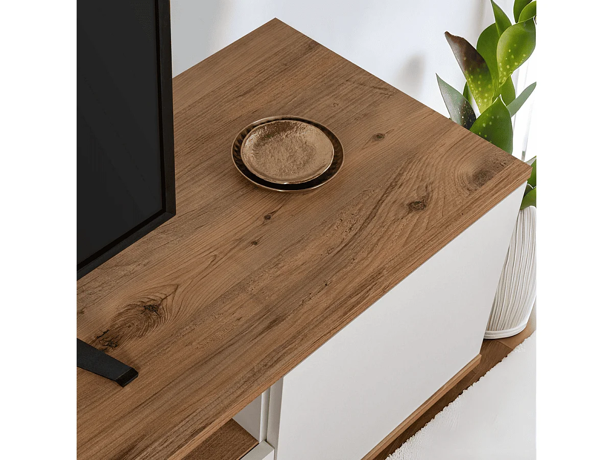 Meuble TV 3 portes rabattables et 1 niche L180 cm - VERAMONT