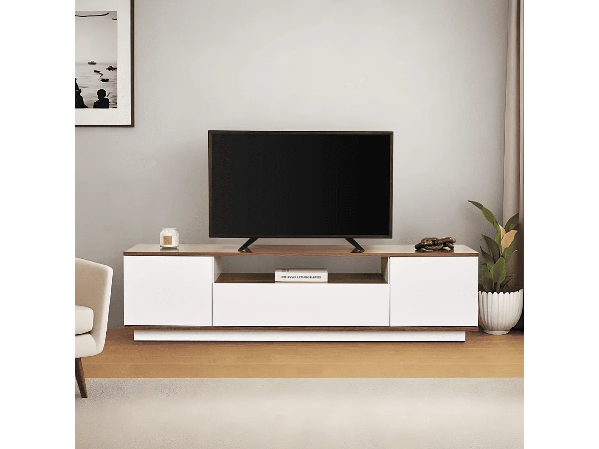 TV-meubel met 3 opklapbare deuren en 1 niche L180 cm - VERAMONT