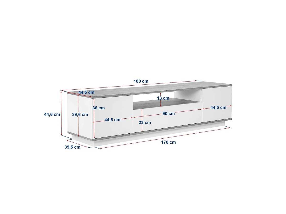 TV-meubel met 3 opklapbare deuren en 1 niche L180 cm - VERAMONT
