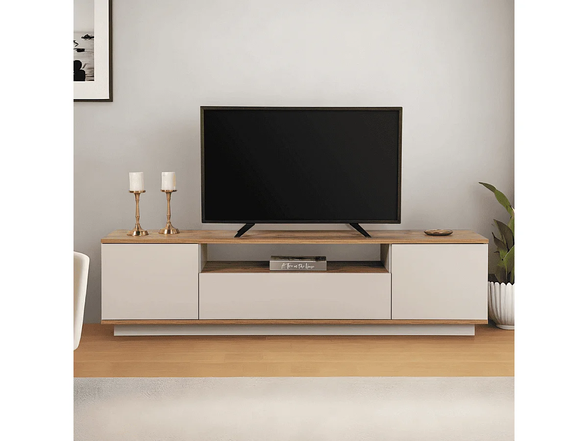 TV-meubel met 3 opklapbare deuren en 1 niche L180 cm - VERAMONT