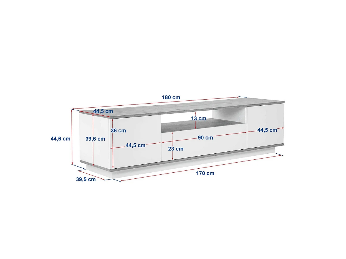 TV-meubel met 3 opklapbare deuren en 1 niche L180 cm - VERAMONT