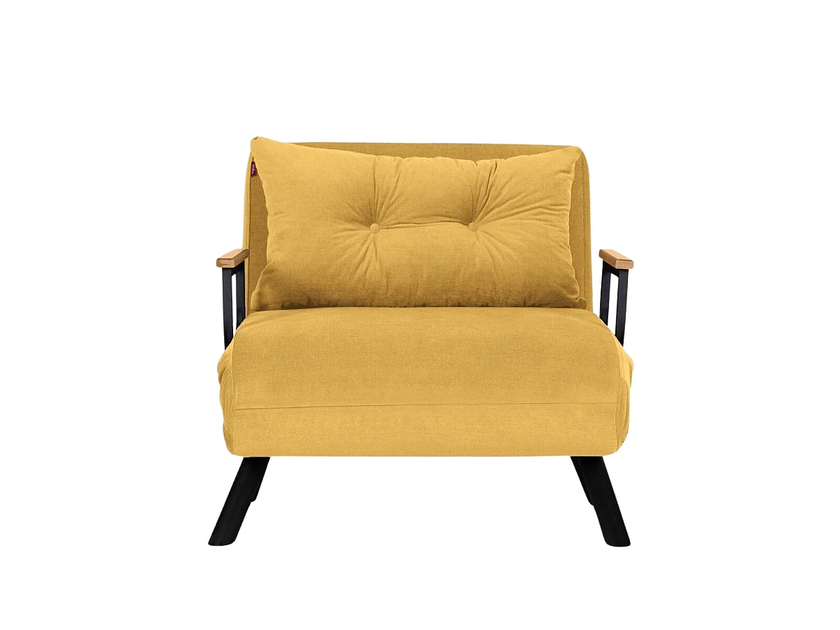 Fotel rozkładany materiałowy z metalowymi nogami, szerokość 67 cm - SANDO