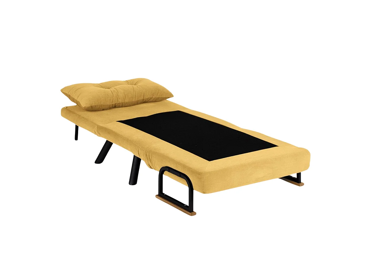 Fotel rozkładany materiałowy z metalowymi nogami, szerokość 67 cm - SANDO