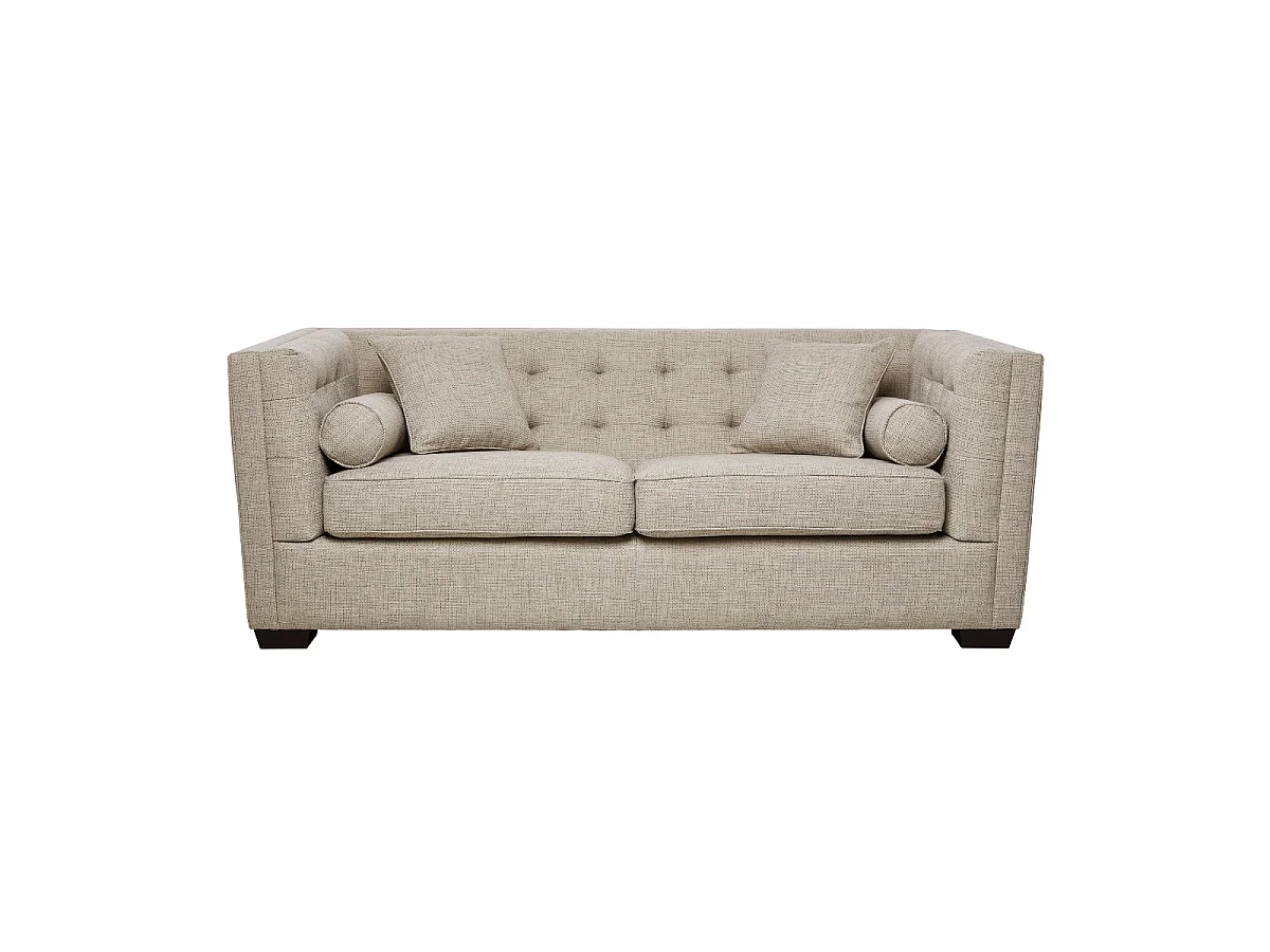 Beige Linnen 2-Zitsbank ROMA met Rechte Vorm, Opbergruimte, Designstijl