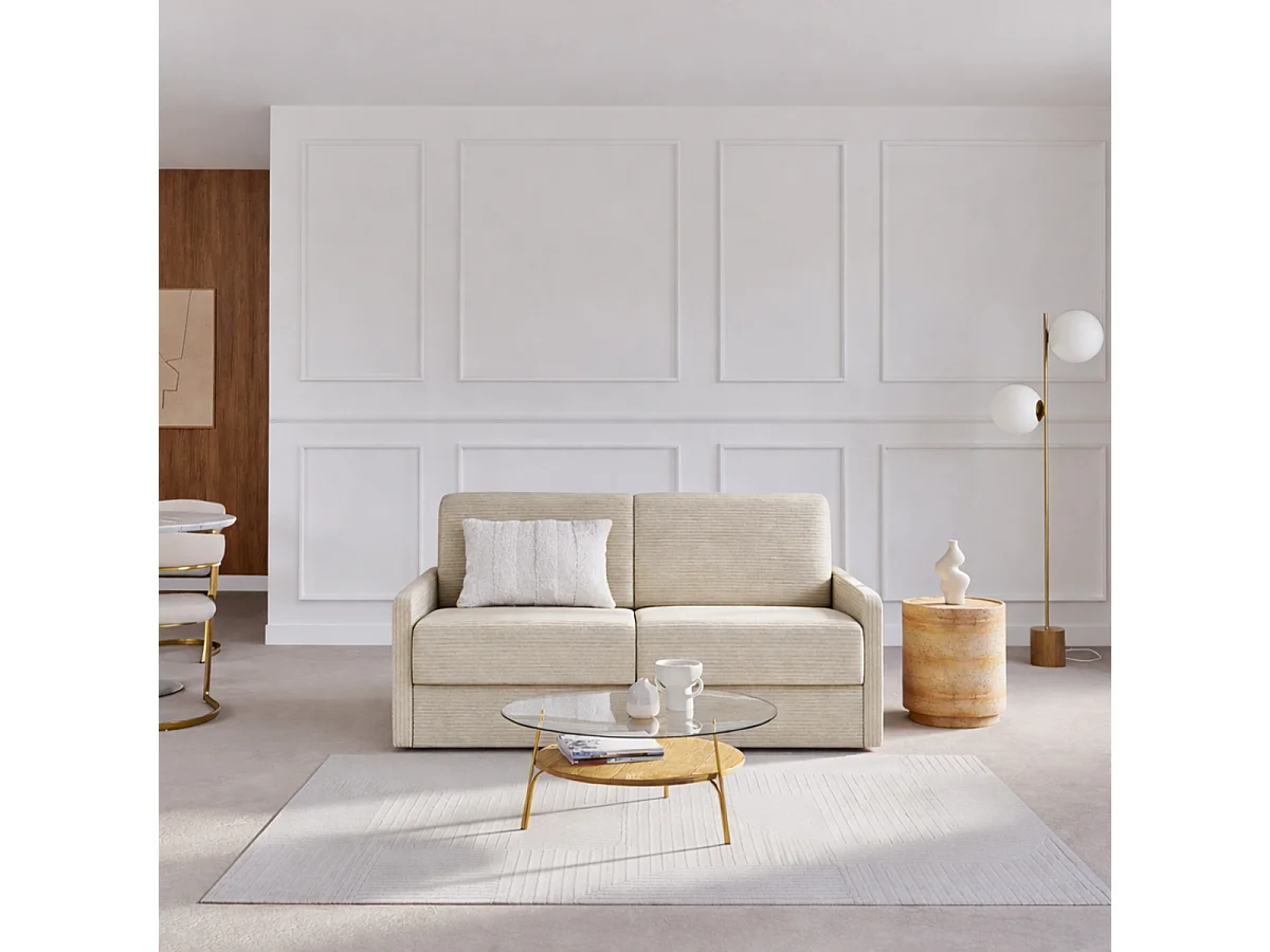 Sofa rozkładana 3-osobowa z kordu, szerokość 175 cm, materac 14 cm - COSENZA