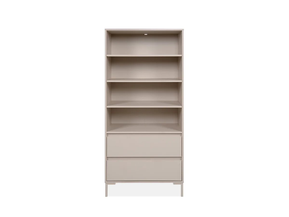 Bibliothèque 3 étagères et 2 tiroirs couleur cachemire H165 cm - NERIO
