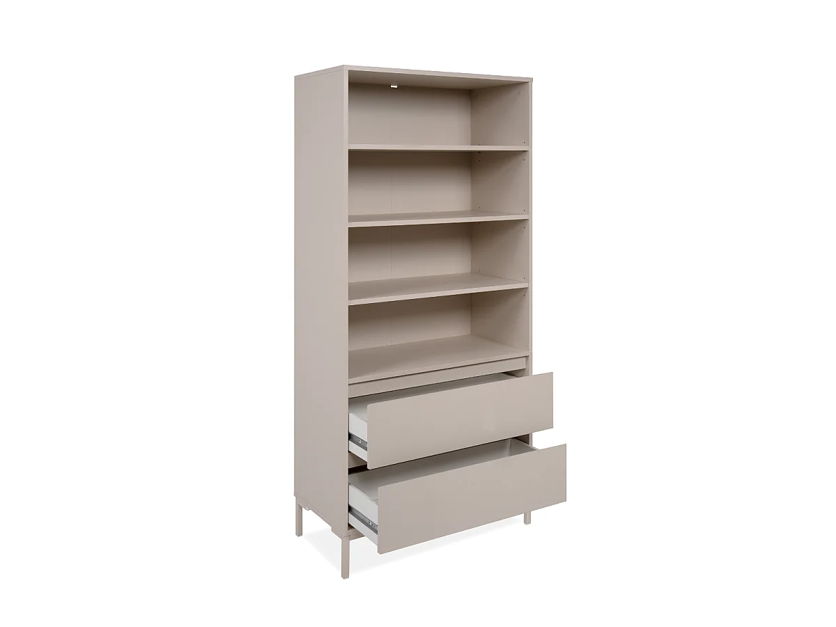 Bibliothèque 3 étagères et 2 tiroirs couleur cachemire H165 cm - NERIO