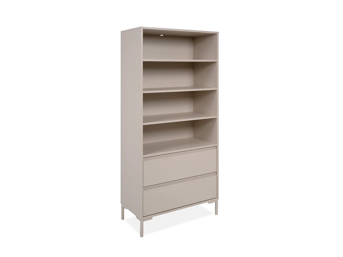 Bibliothèque 3 étagères et 2 tiroirs couleur cachemire H165 cm - NERIO