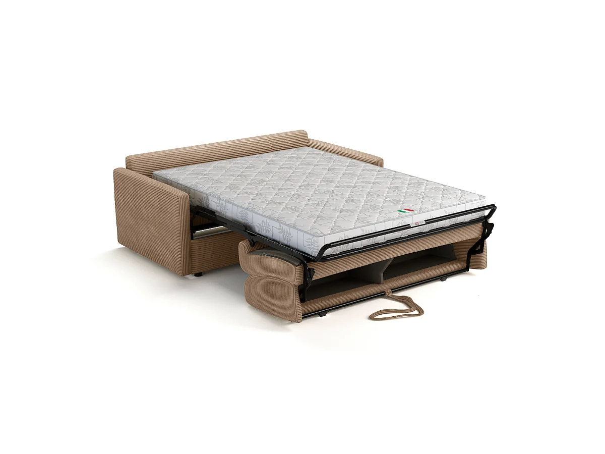 Slaapbank 3-zits in geribbeld fluweel L175 cm