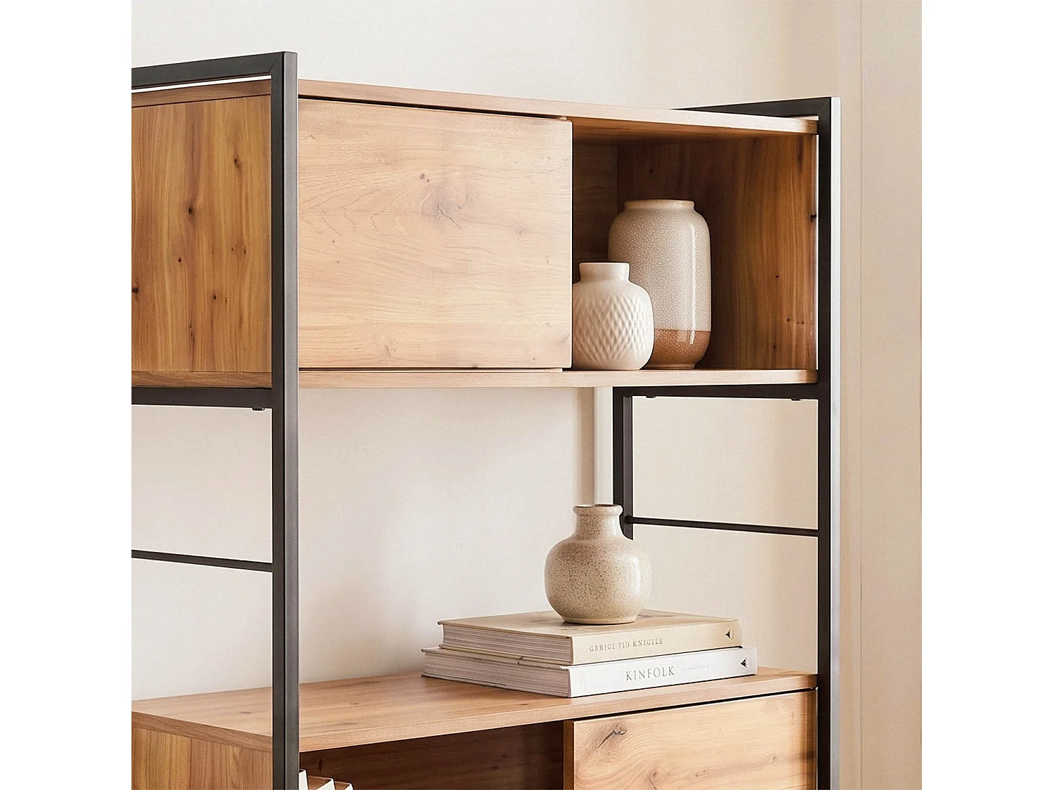 Bibliothèque 3 portes coulissantes H196 cm - LENNY