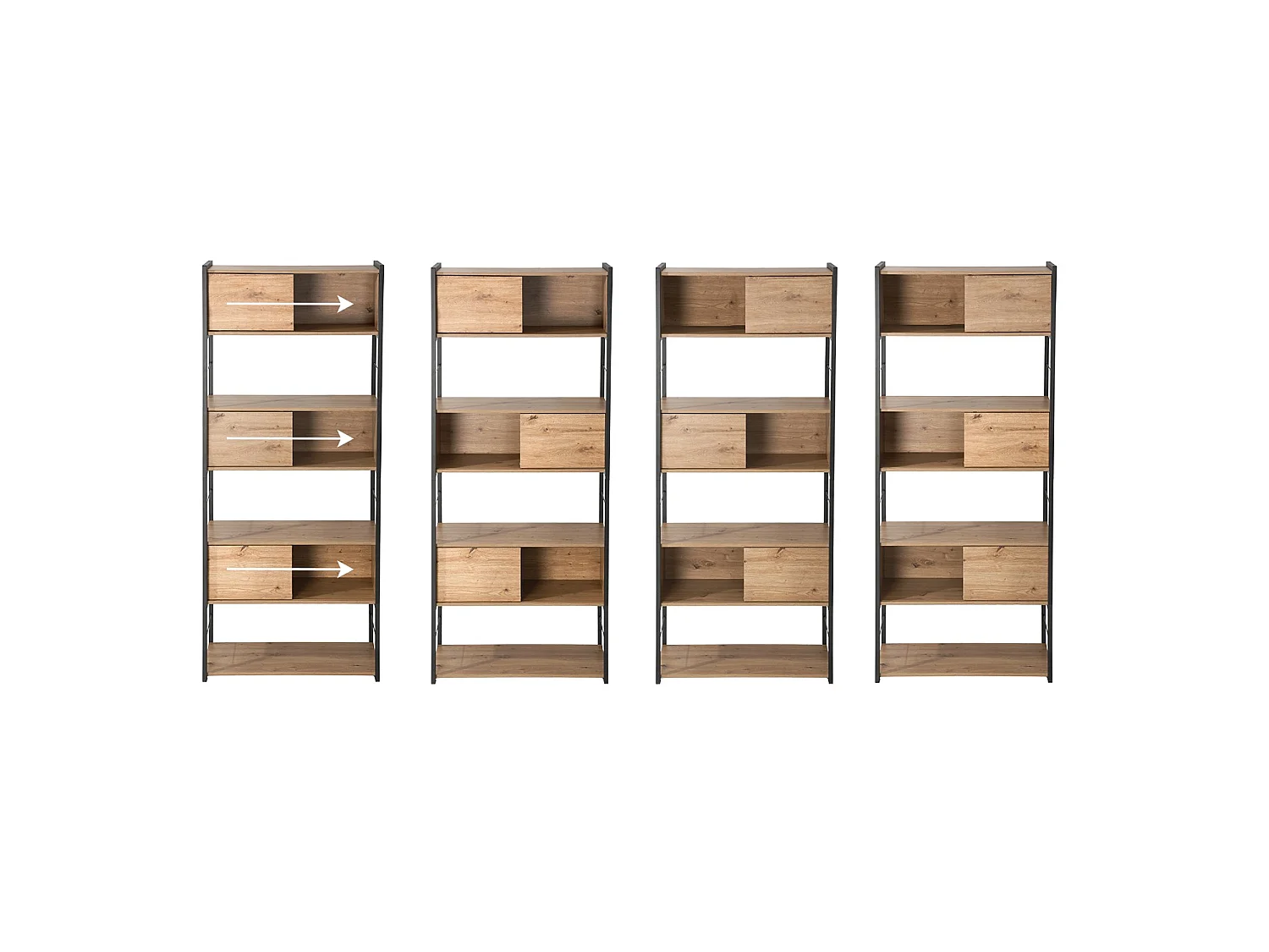 Bibliothèque 3 portes coulissantes H196 cm - LENNY