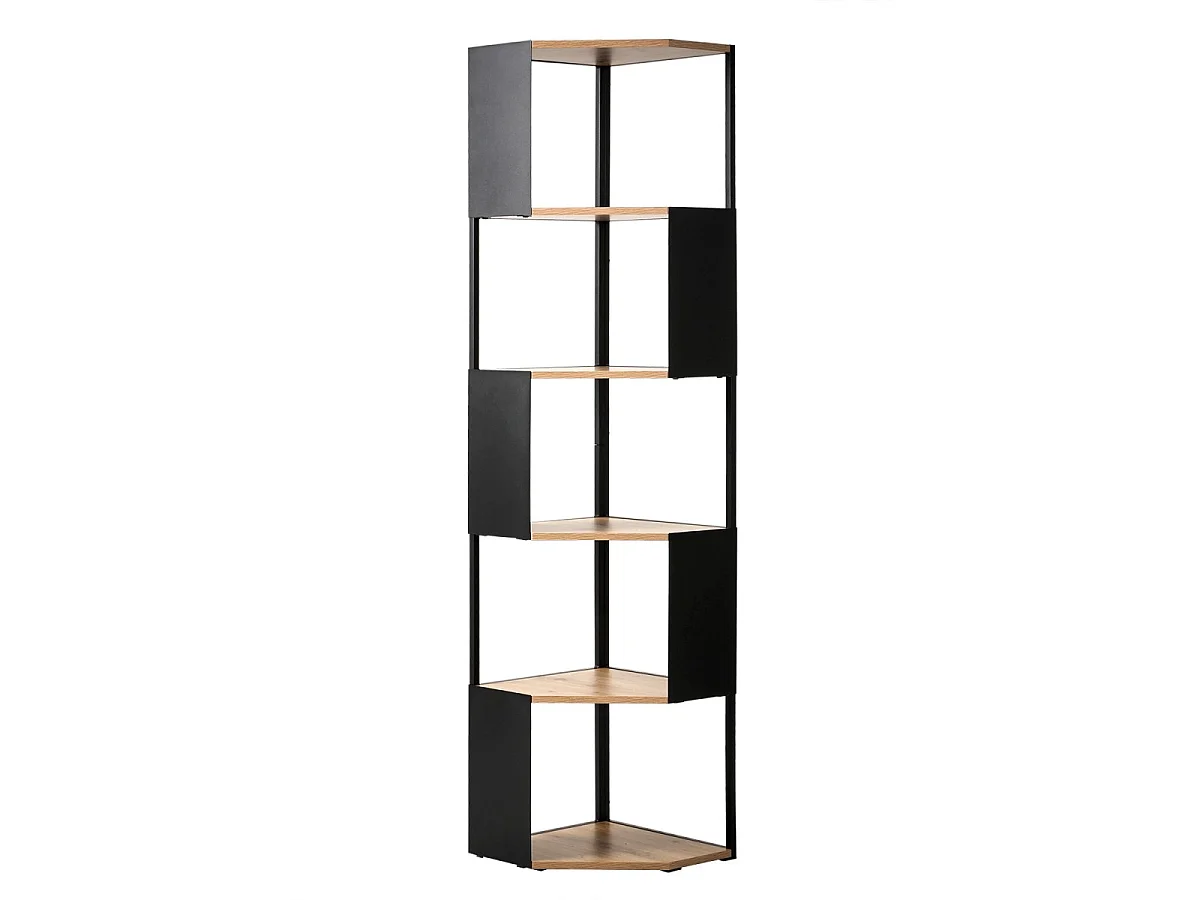 Etagère d'angle 5 niveaux avec flancs en métal noir H172 cm - EKLO