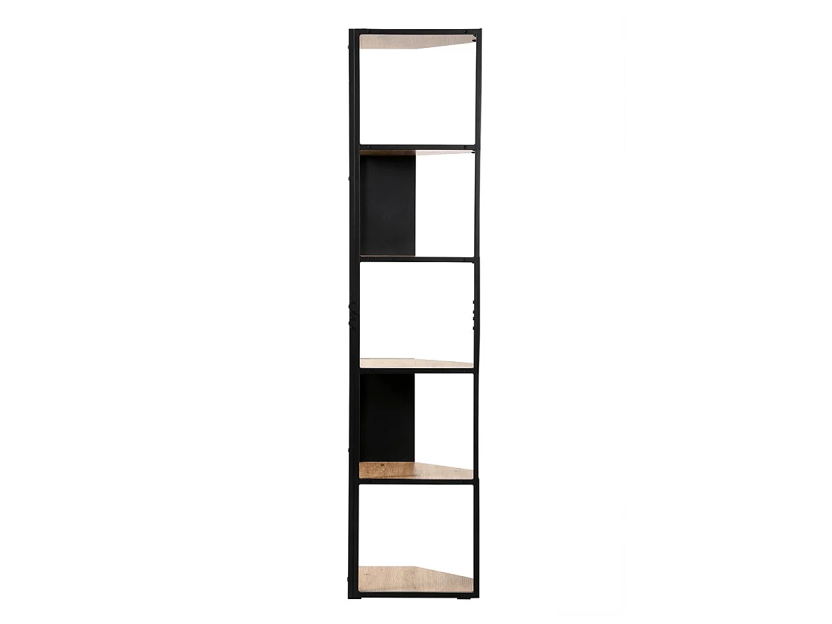 Etagère d'angle 5 niveaux avec flancs en métal noir H172 cm - EKLO